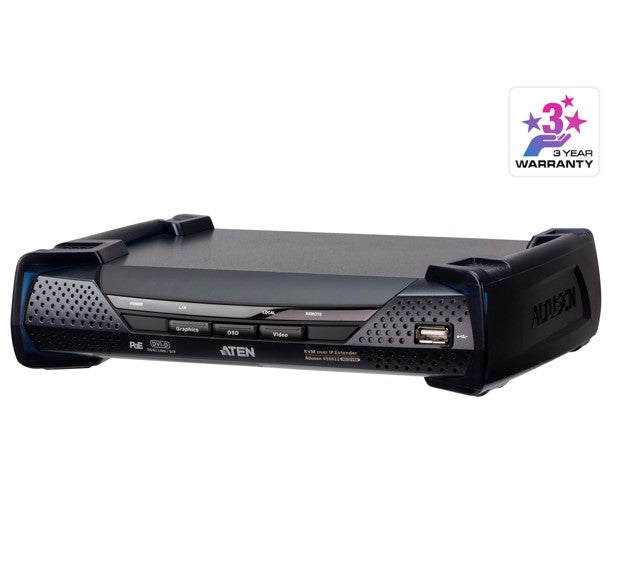 Aten DVI Dual Link KVM over IP Receiver with DC Power + Power over Ethernet support, supports up to 2560 x 1600 @ 60 Hz, USB and 3.5mm Audio input and Aten DVI Dual Link KVM over IP Receiver with DC Power + Power over Ethernet support, supports up to 2560 x 1600 @ 60 Hz, USB and 3.5mm Audio input and
